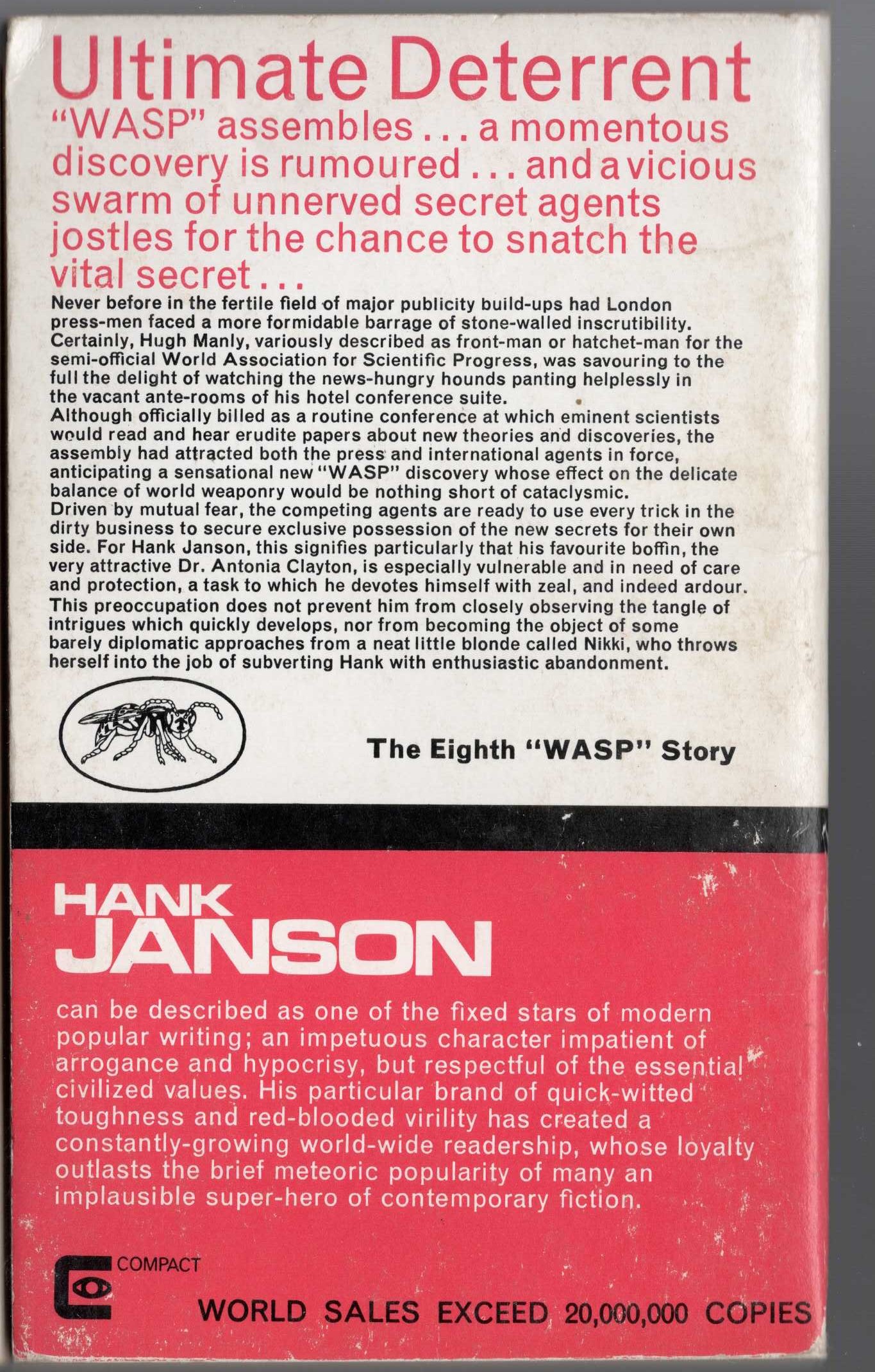 Hank Janson  ULTIMATE DETERRENT magnified rear book cover image