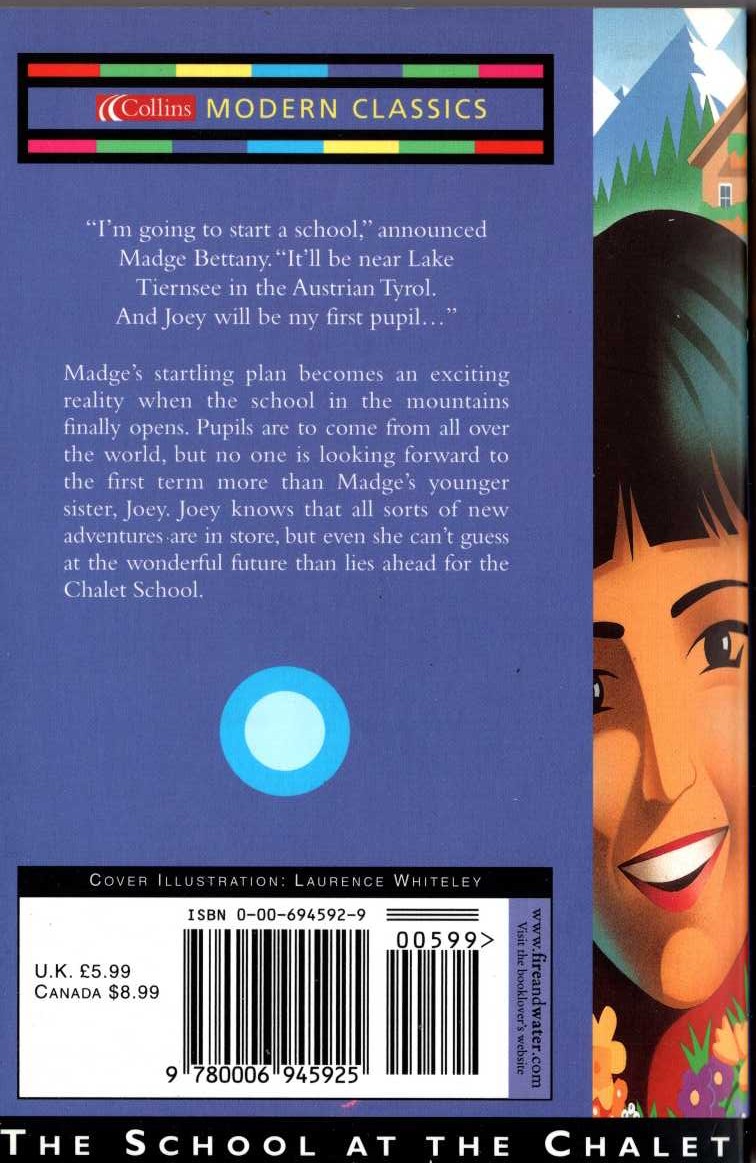 Elinor M. Brent-Dyer  THE SCHOOL AT THE CHALET magnified rear book cover image