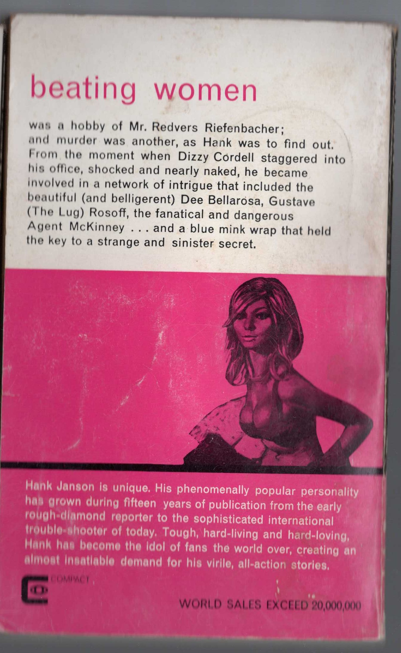 Hank Janson  MAKE MINE MINK magnified rear book cover image