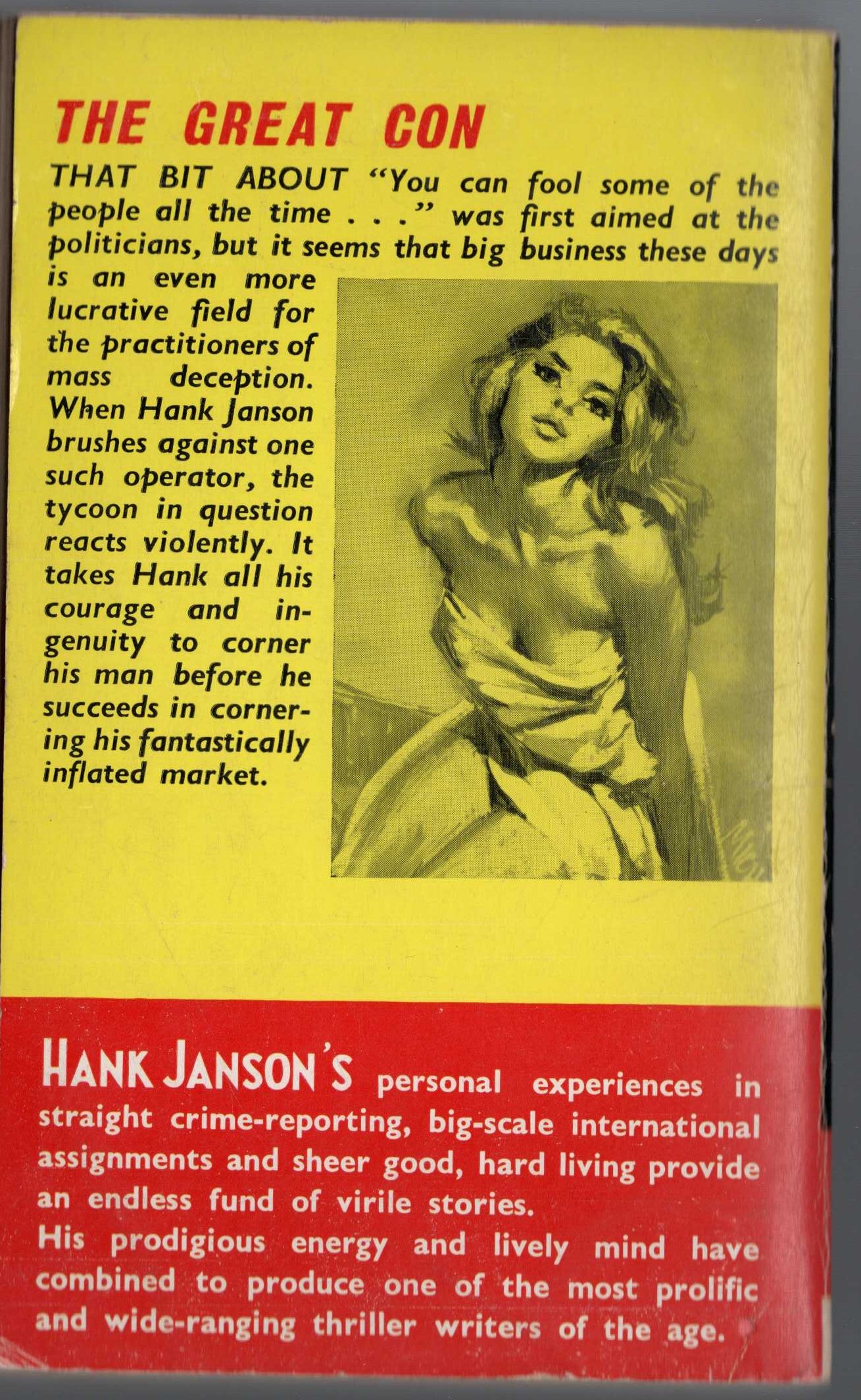 Hank Janson  DESIGN FOR DUPES magnified rear book cover image