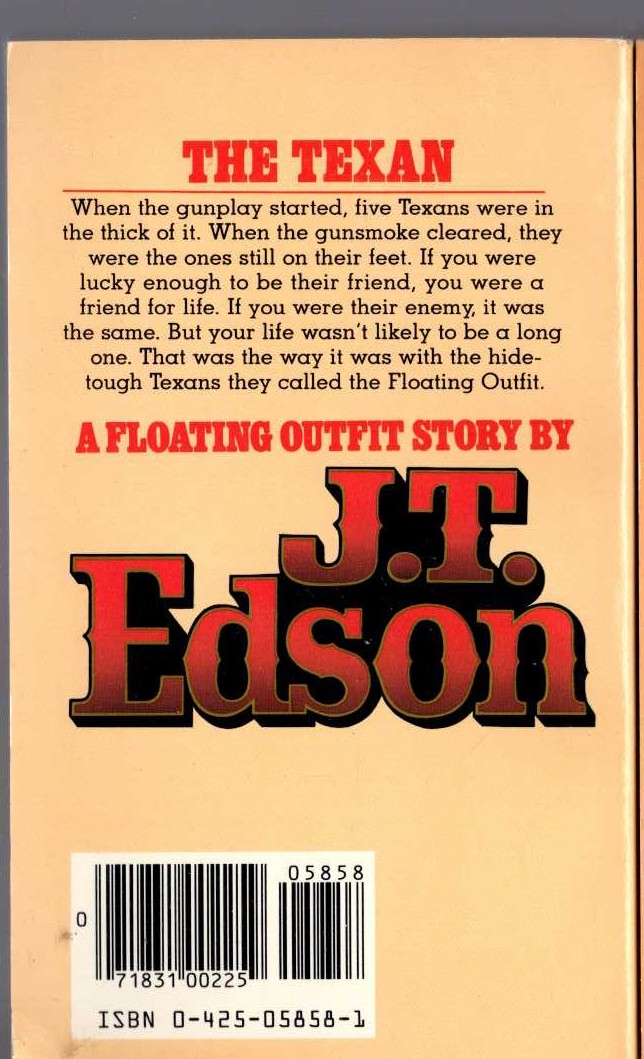 J.T. Edson  THE TEXAN magnified rear book cover image