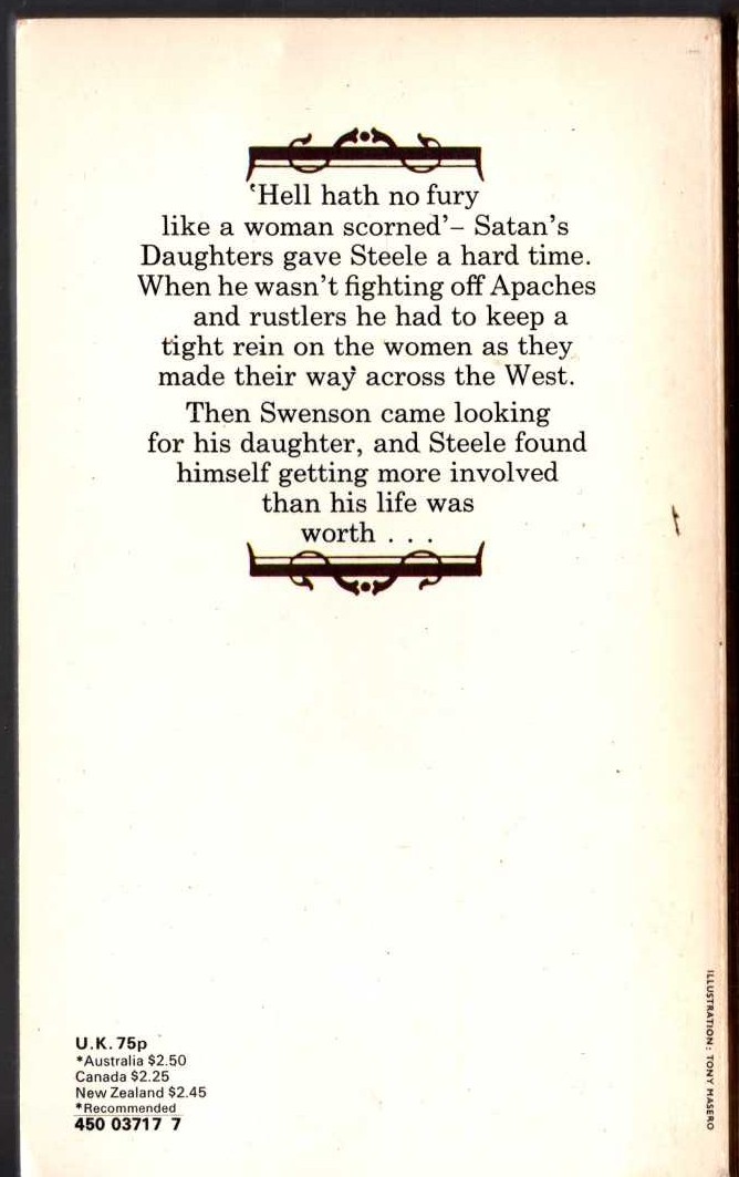 George G. Gilman  ADAM STEELE 17: SATAN'S DAUGHTER magnified rear book cover image