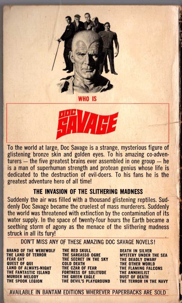 Kenneth Robeson  DOC SAVAGE: MAD EYES magnified rear book cover image