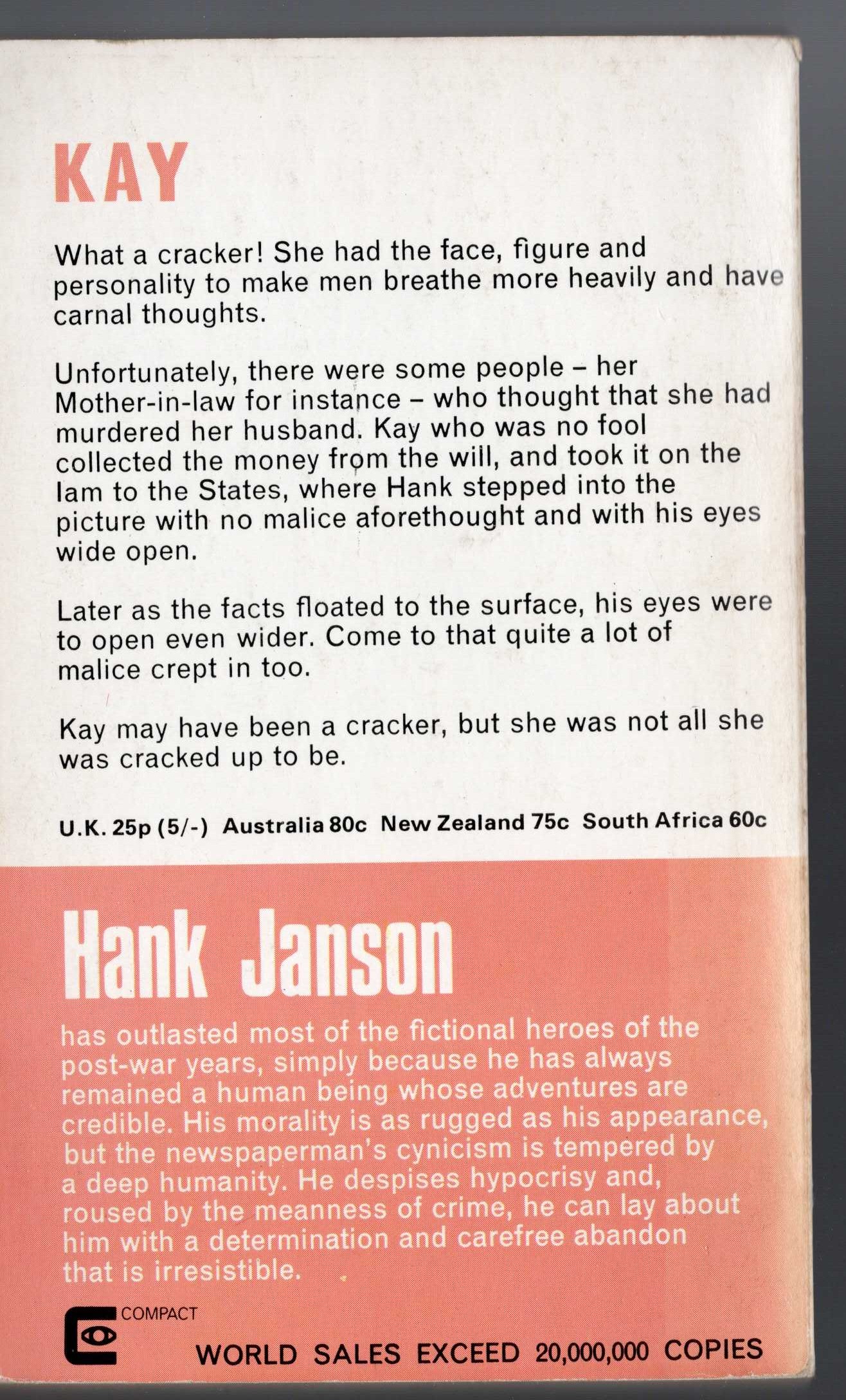 Hank Janson  THE KAY ASSIGNATION magnified rear book cover image