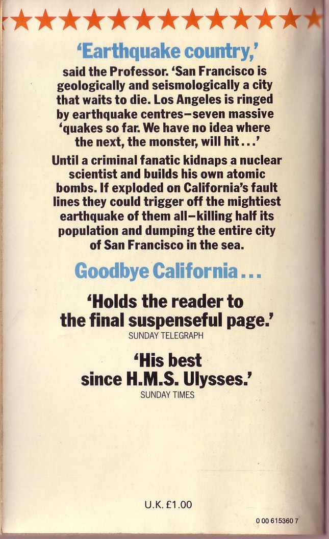 Alistair MacLean  GOODBYE CALIFORNIA magnified rear book cover image