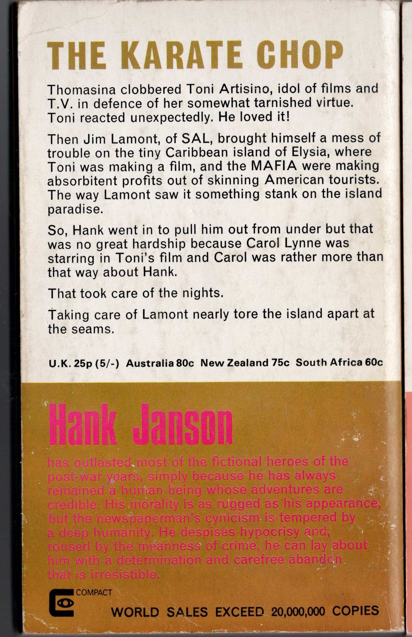 Hank Janson  CARIBBEAN CAPER magnified rear book cover image