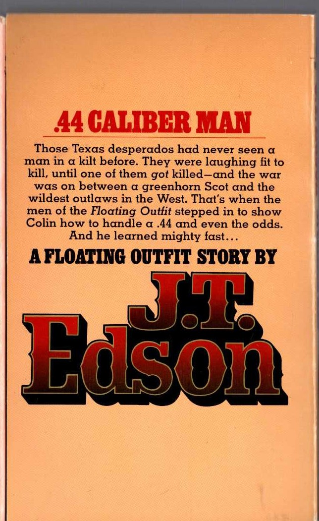 J.T. Edson  .44 CALIBRE MAN magnified rear book cover image