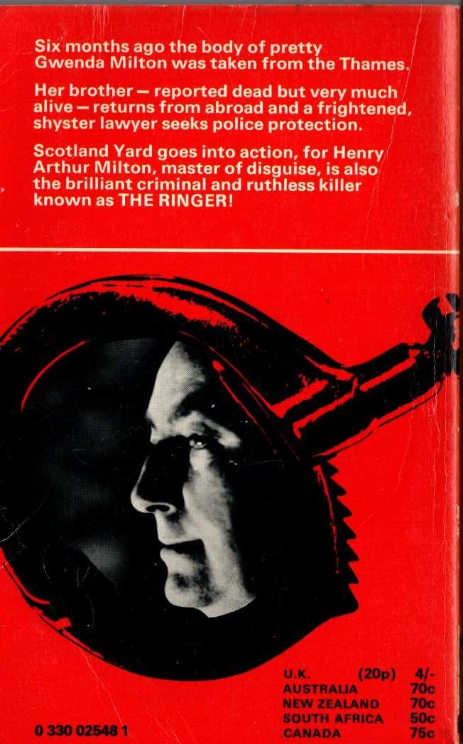 Edgar Wallace  THE RINGER magnified rear book cover image