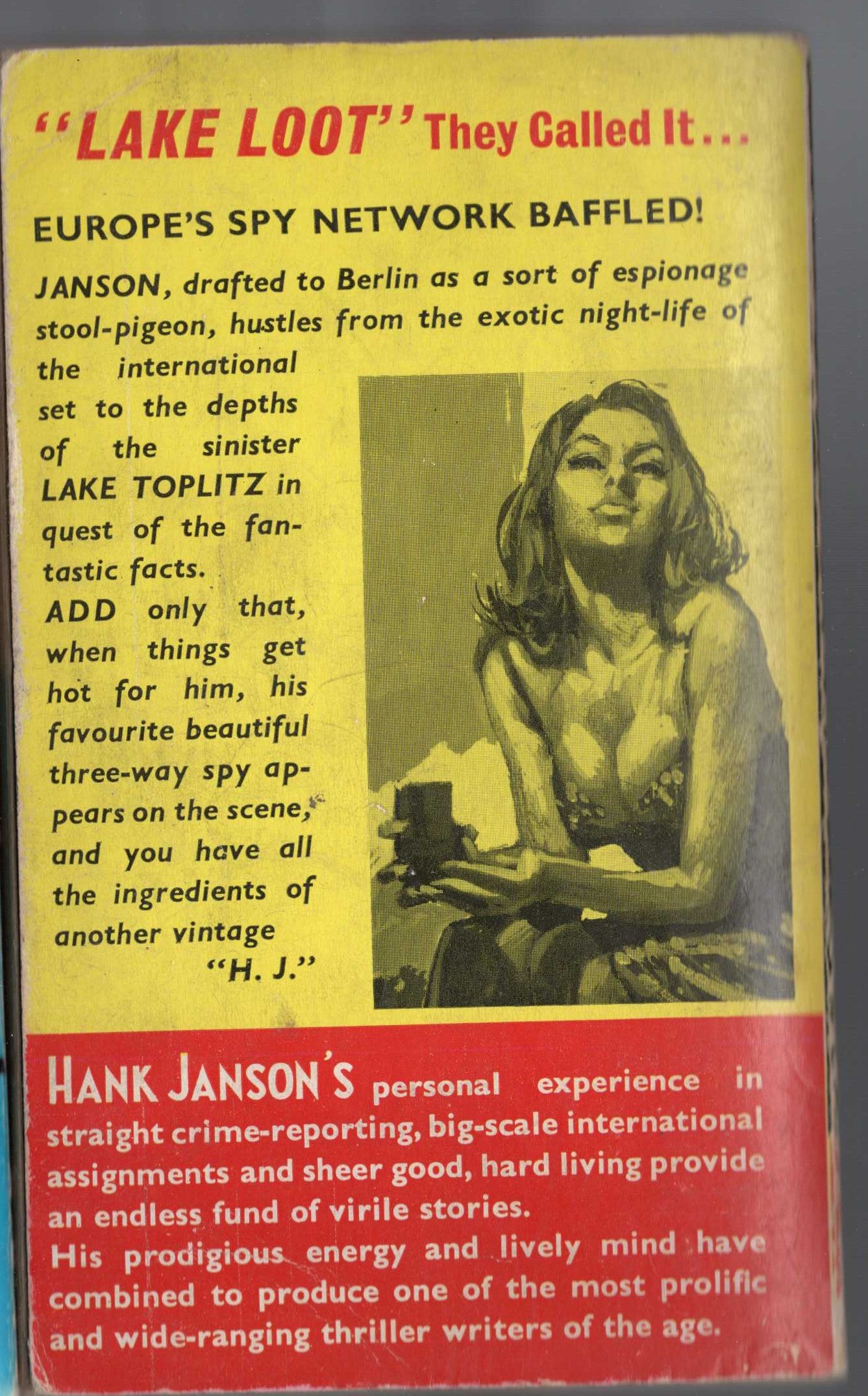 Hank Janson  LAKE LOOT magnified rear book cover image