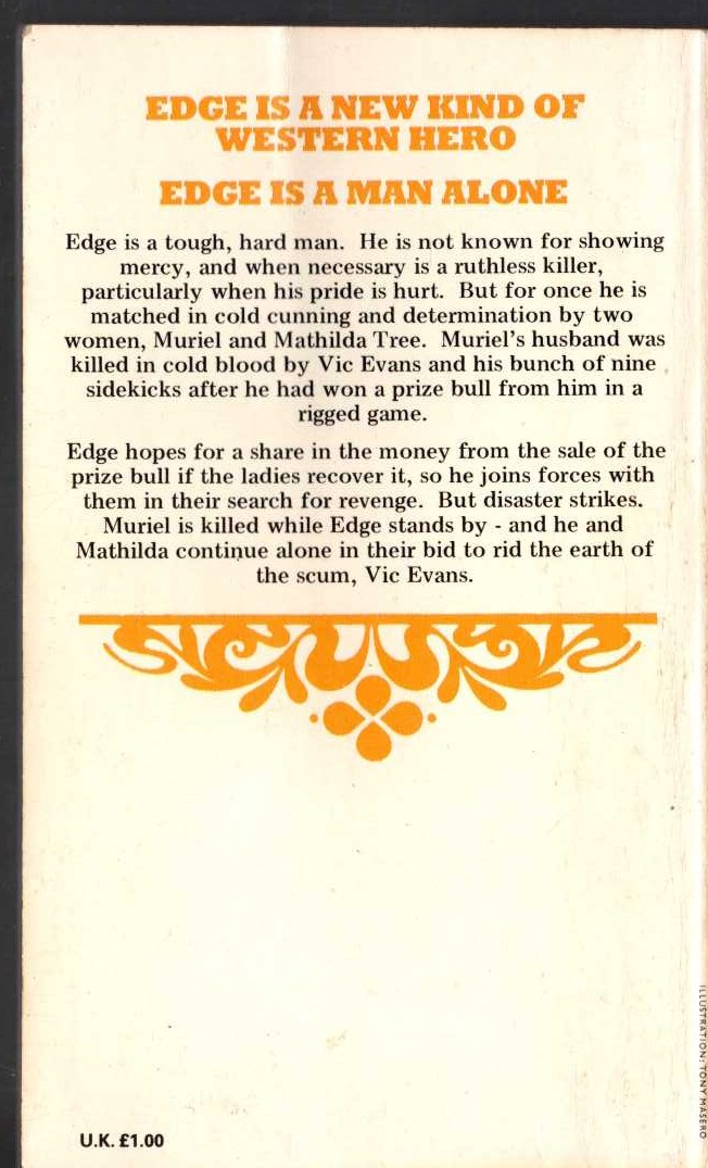 George G. Gilman  EDGE 18: TEN TOMBSTONES TO TEXAS magnified rear book cover image