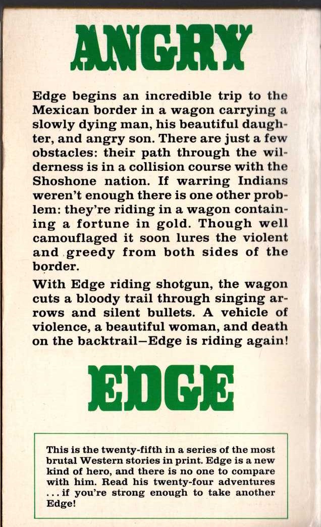 George G. Gilman  EDGE 25: VIOLENCE TRAIL magnified rear book cover image