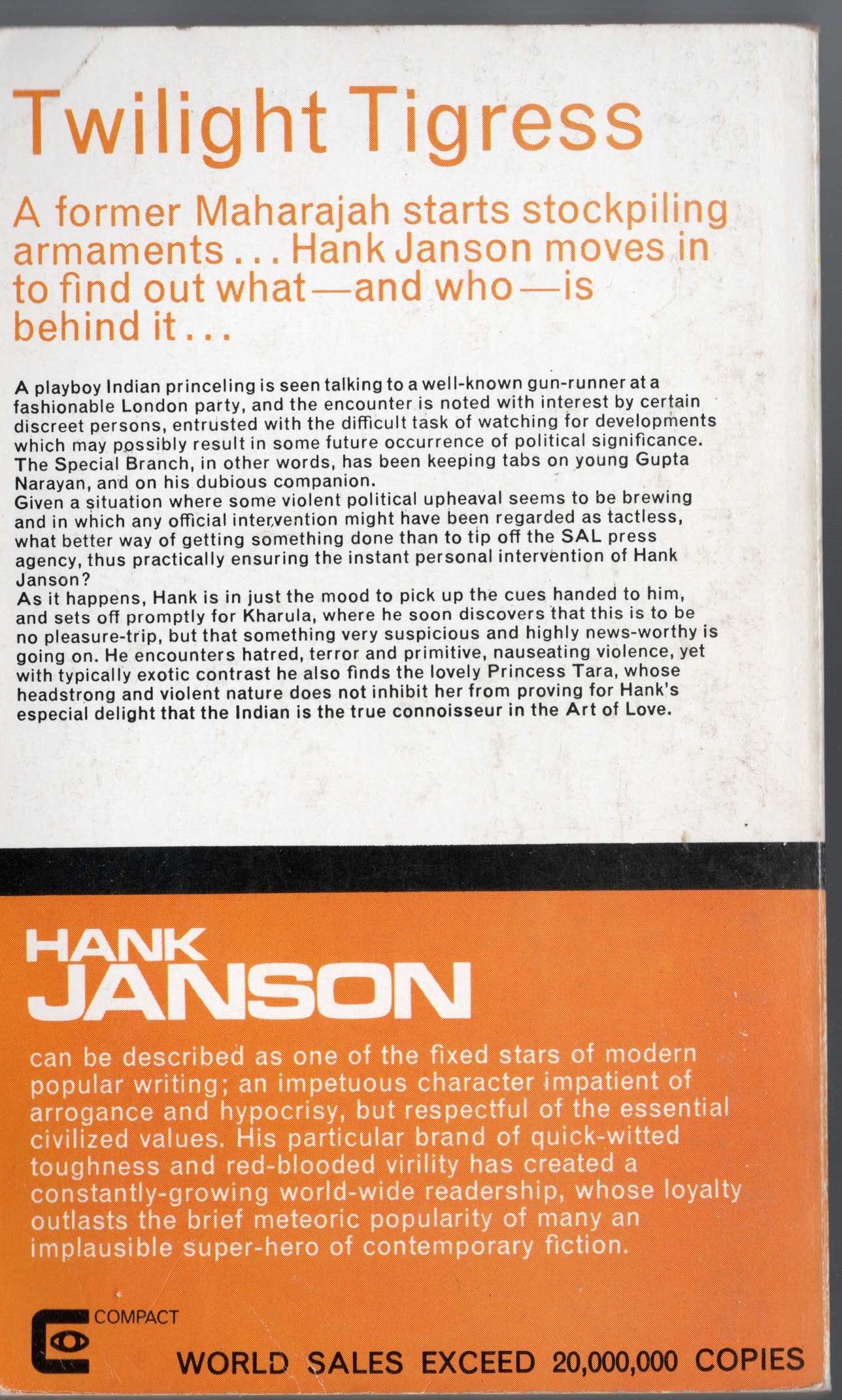 Hank Janson  TWILIGHT TIGRESS magnified rear book cover image