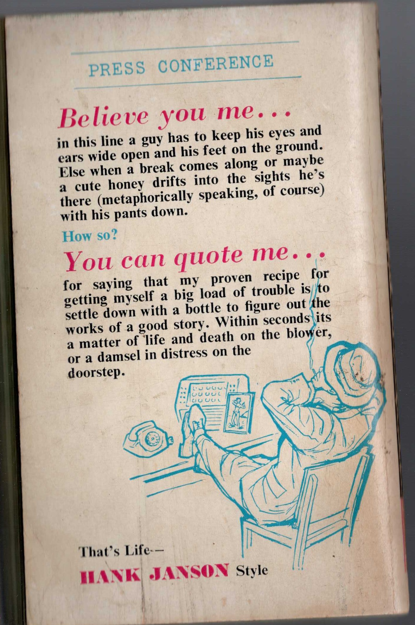 Hank Janson  TOP TEN magnified rear book cover image