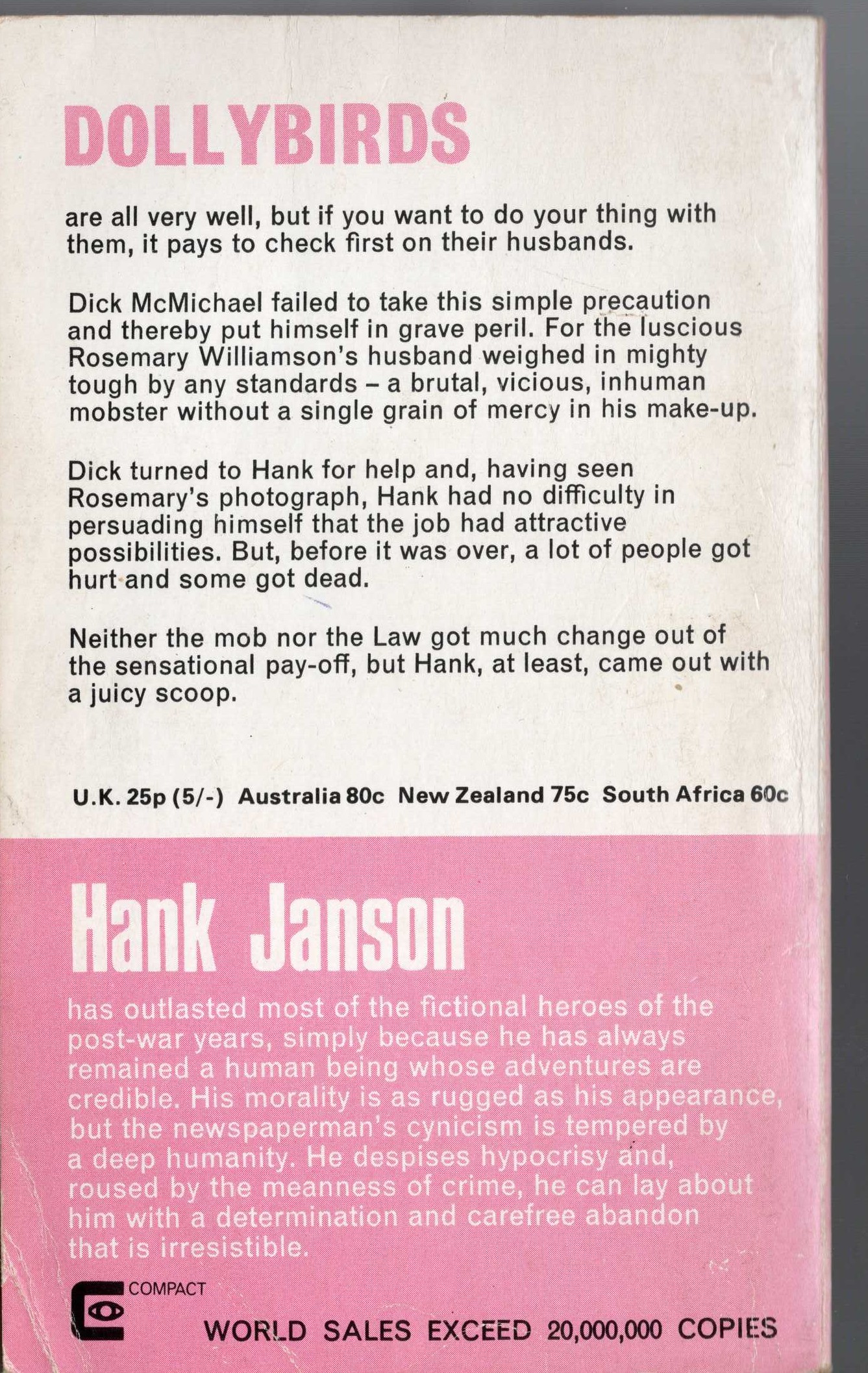 Hank Janson  THE LONG ARM magnified rear book cover image