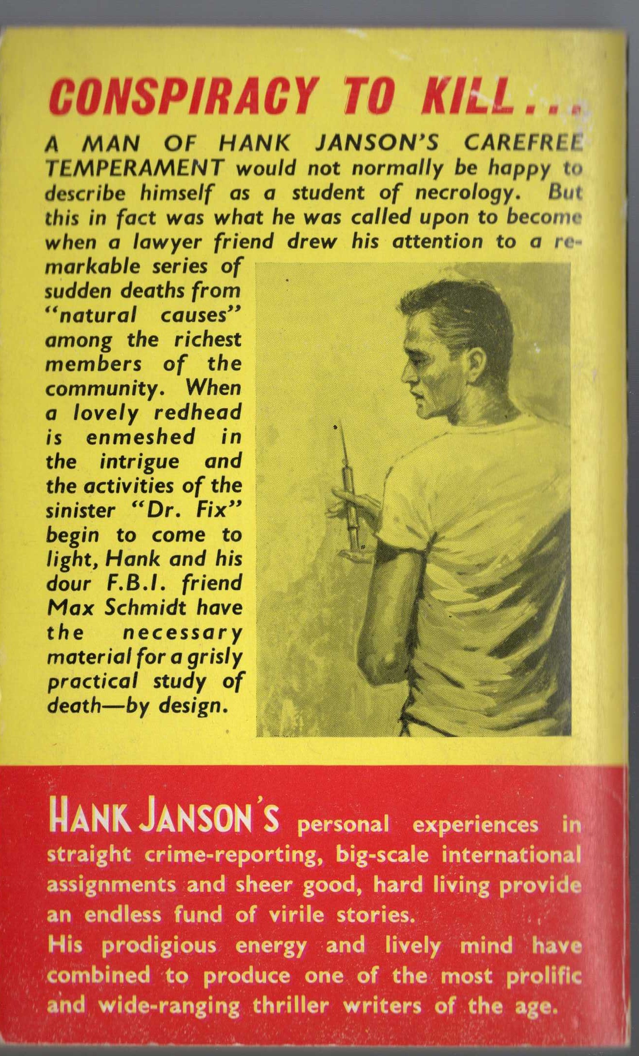 Hank Janson  DOCTOR FIX magnified rear book cover image