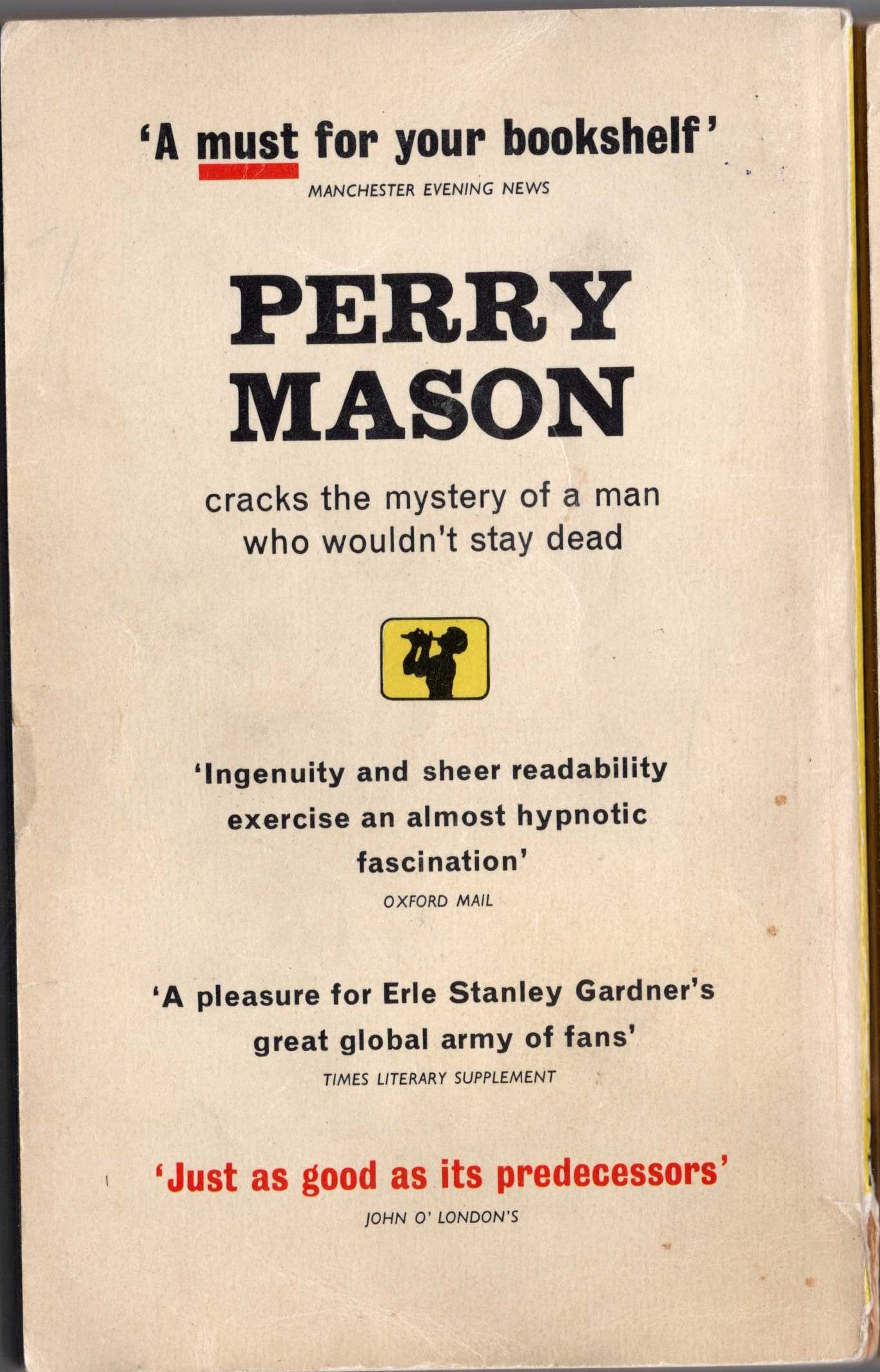 Erle Stanley Gardner  THE CASE OF THE RUNAWAY CORPSE magnified rear book cover image