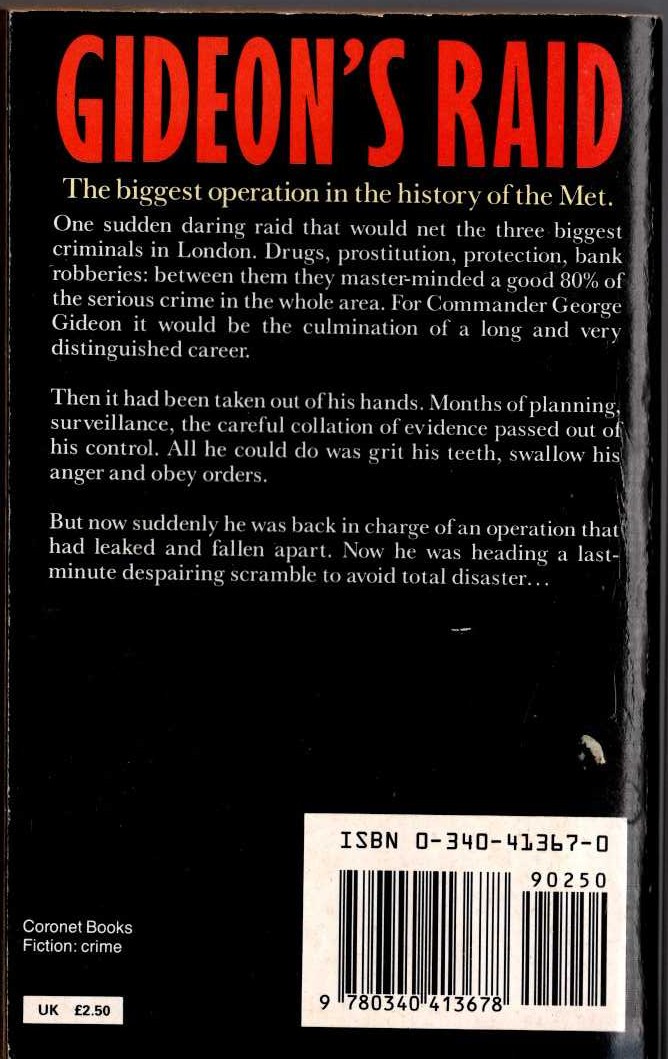 (William Vivian Butler) GIDEON'S RAID magnified rear book cover image