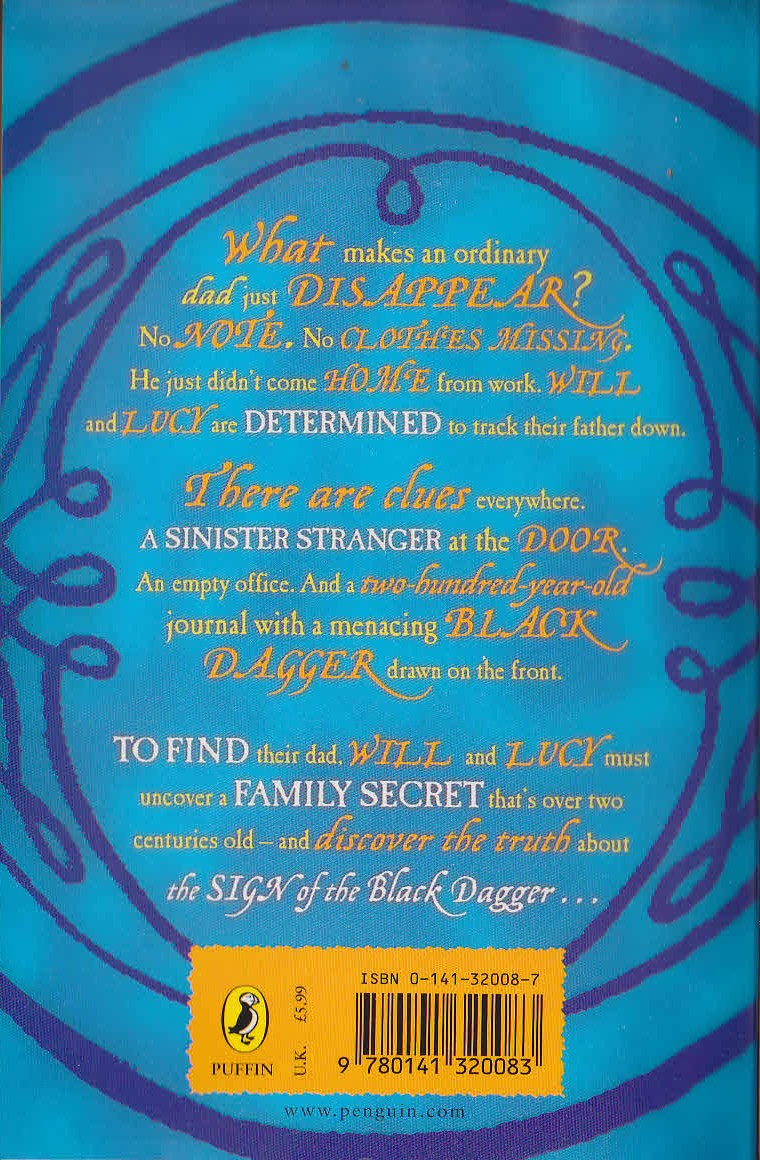 Joan Lingard  THE SIGN OF THE BLACK DAGGER magnified rear book cover image
