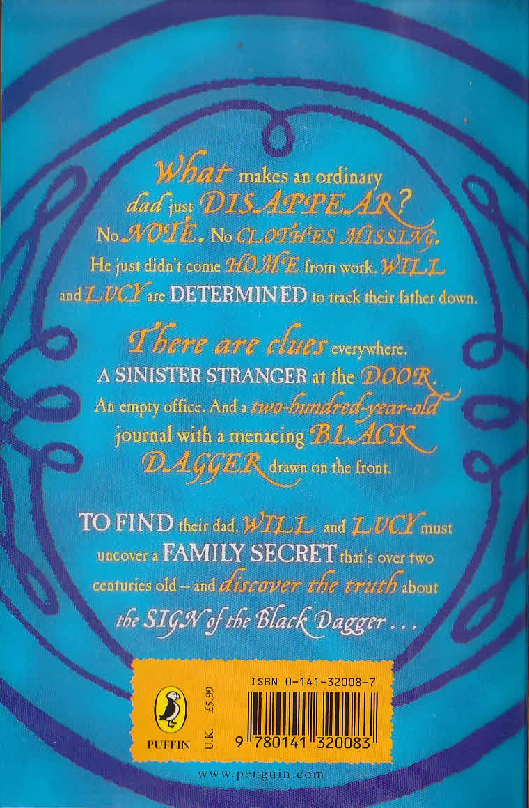 Joan Lingard  THE SIGN OF THE BLACK DAGGER magnified rear book cover image