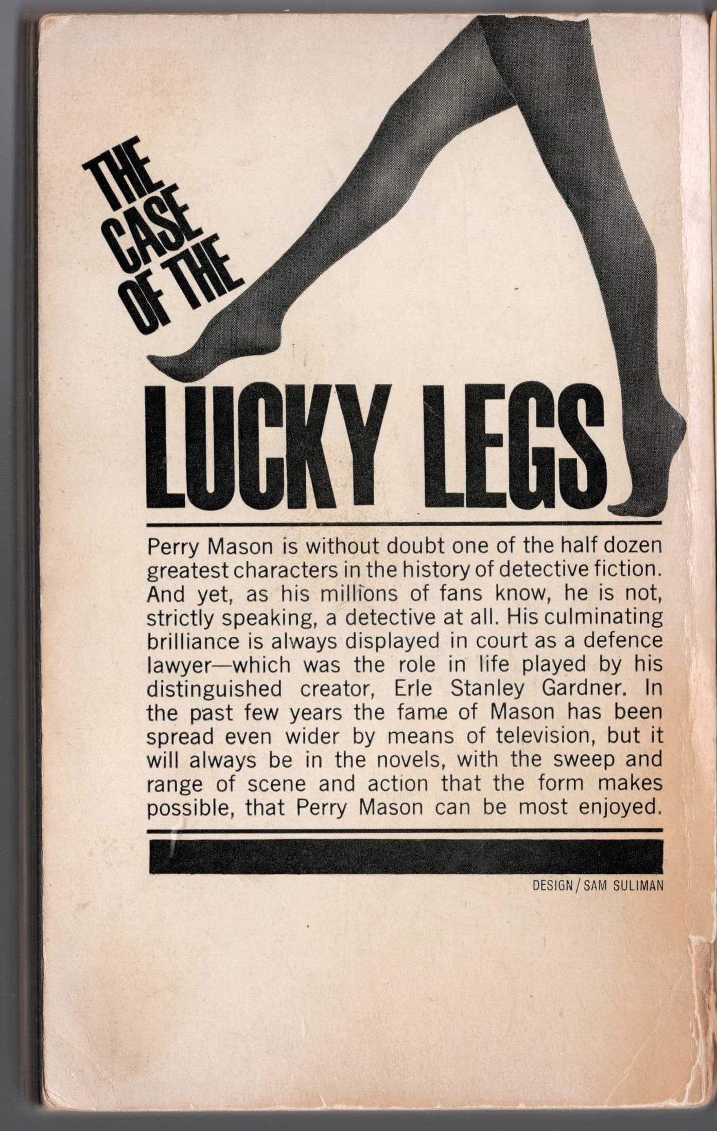 Erle Stanley Gardner  THE CASE OF THE LUCKY LEGS magnified rear book cover image