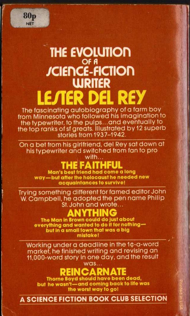Lester del Rey  THE EARLY DEL REY (Volume 1) magnified rear book cover image