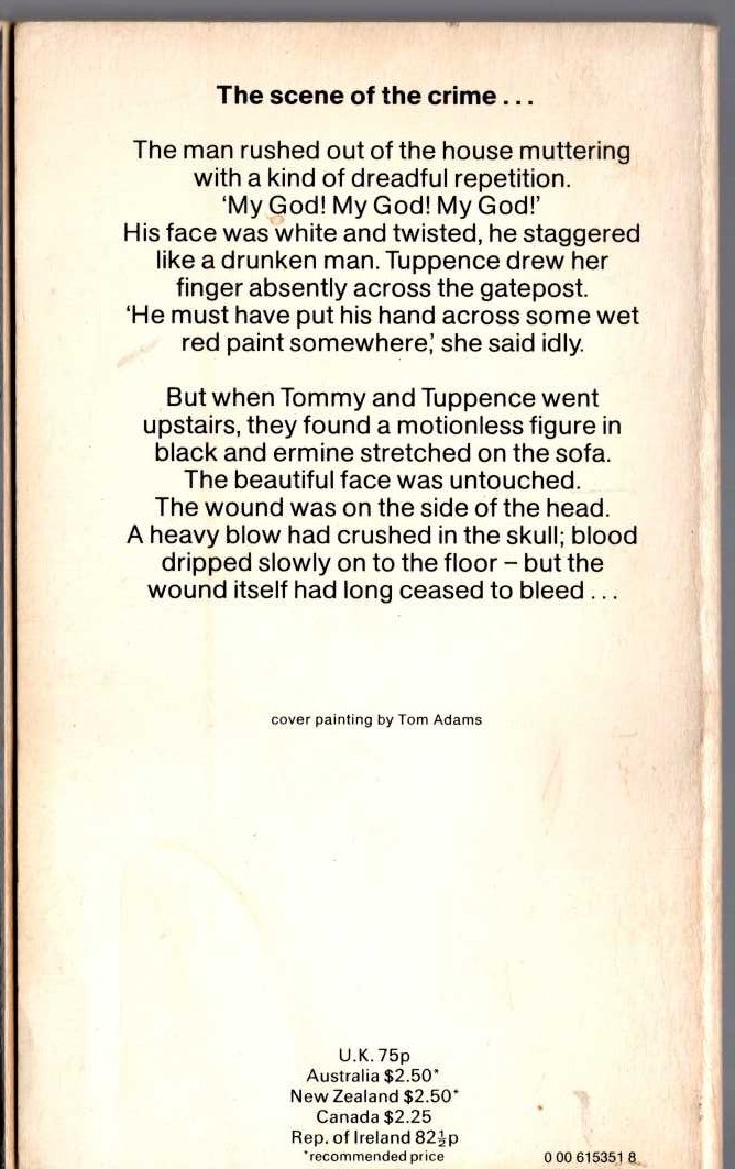 Agatha Christie  PARTNERS IN CRIME magnified rear book cover image