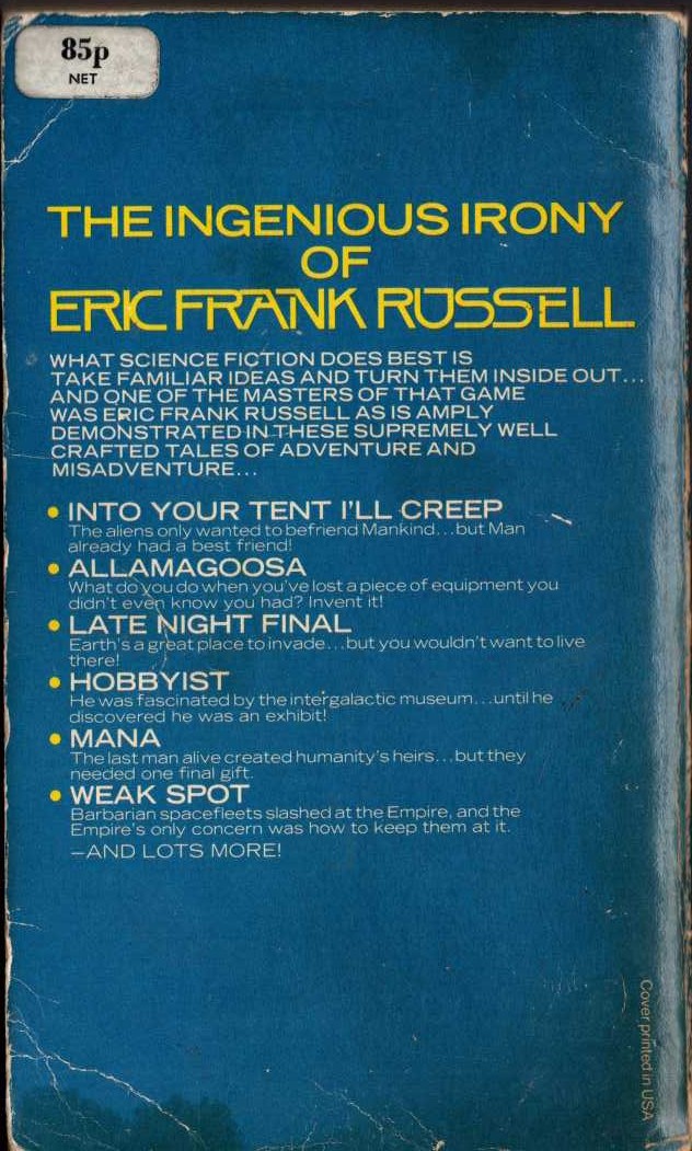 (Alan Dean Foster introduces) THE BEST OF ERIC FRANK RUSSELL magnified rear book cover image