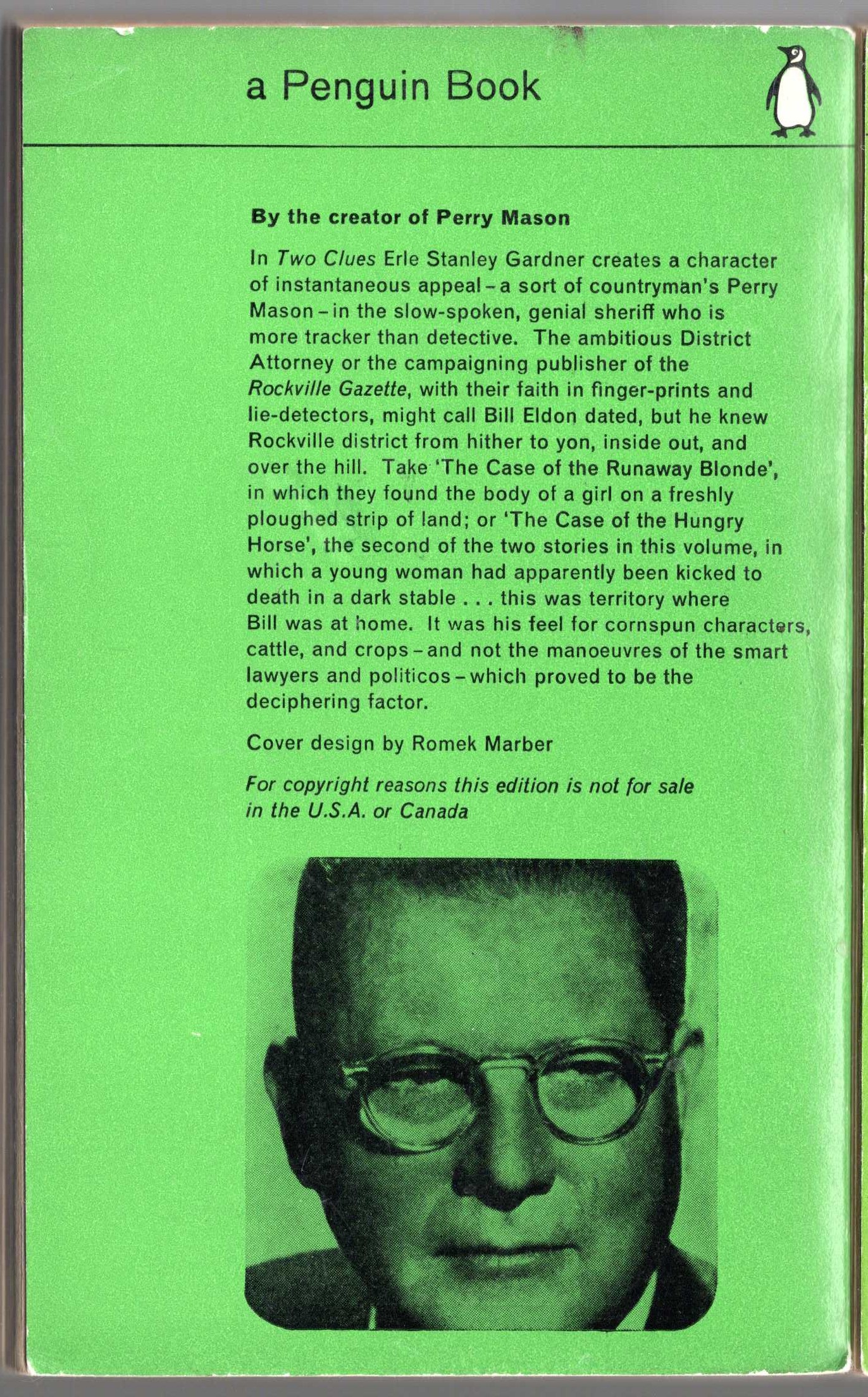 Erle Stanley Gardner  TWO CLUES magnified rear book cover image
