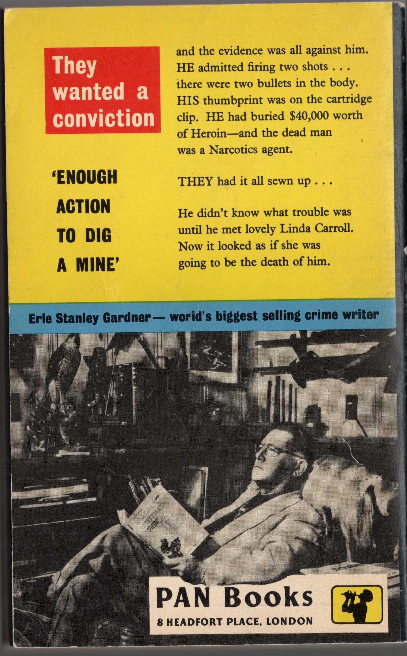 Erle Stanley Gardner  THE CASE OF THE MUSICAL COW magnified rear book cover image