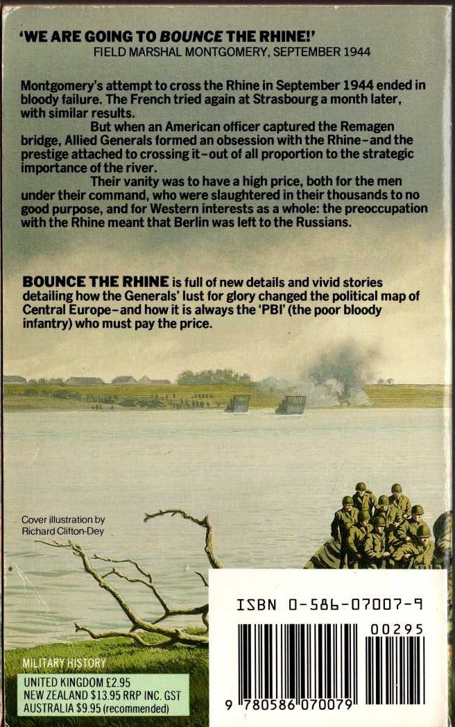Charles Whiting  BOUNCE THE RHINE magnified rear book cover image