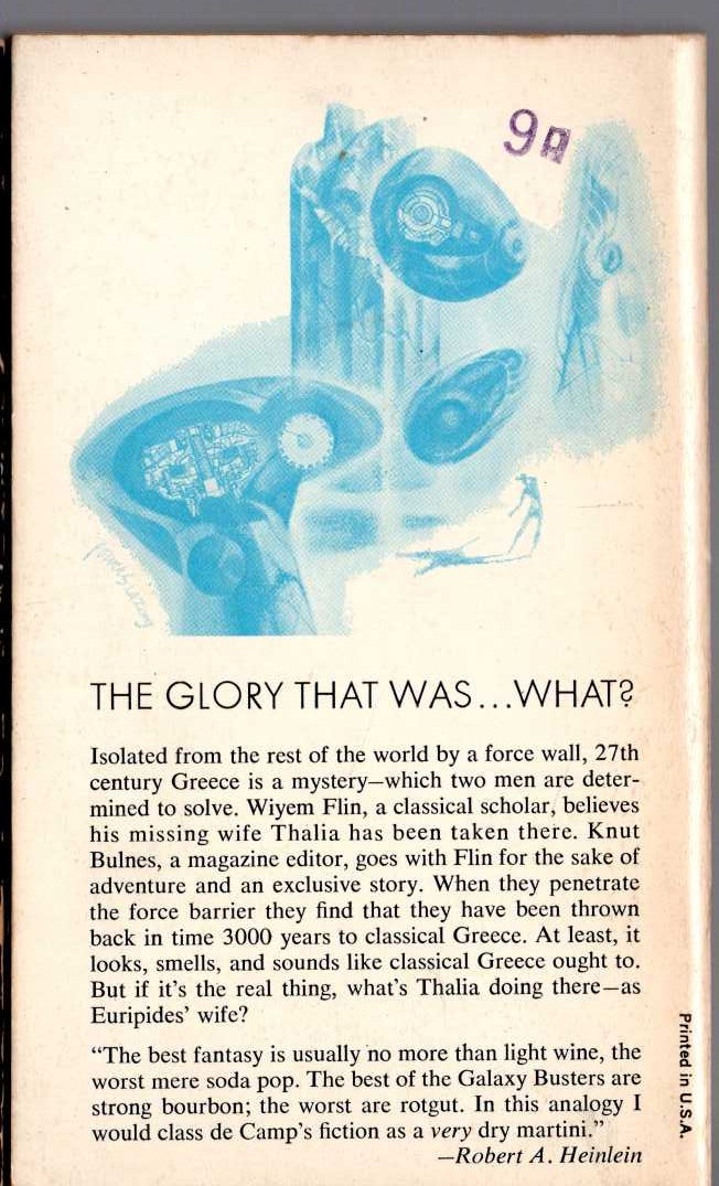 L.Sprague de Camp  THE GLORY THAT WAS magnified rear book cover image