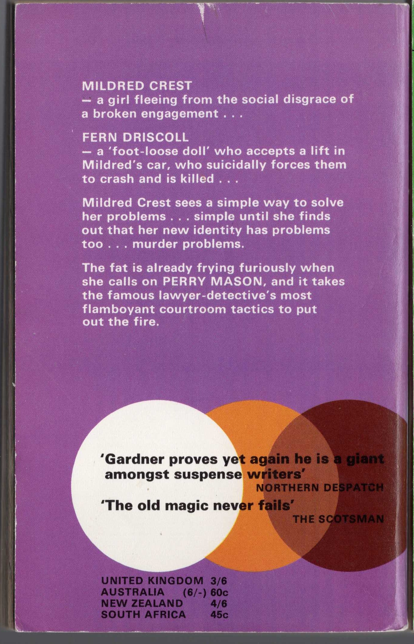Erle Stanley Gardner  THE CASE OF THE FOOT-LOOSE DOLL magnified rear book cover image
