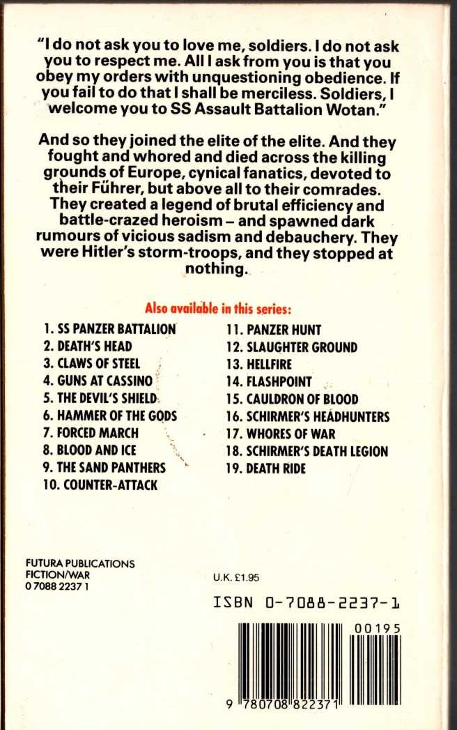 Evelyn Waugh  DECLINE AND FALL magnified rear book cover image
