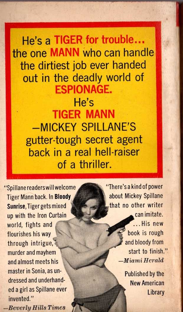 Mickey Spillane  BLOODY SUNRISE magnified rear book cover image