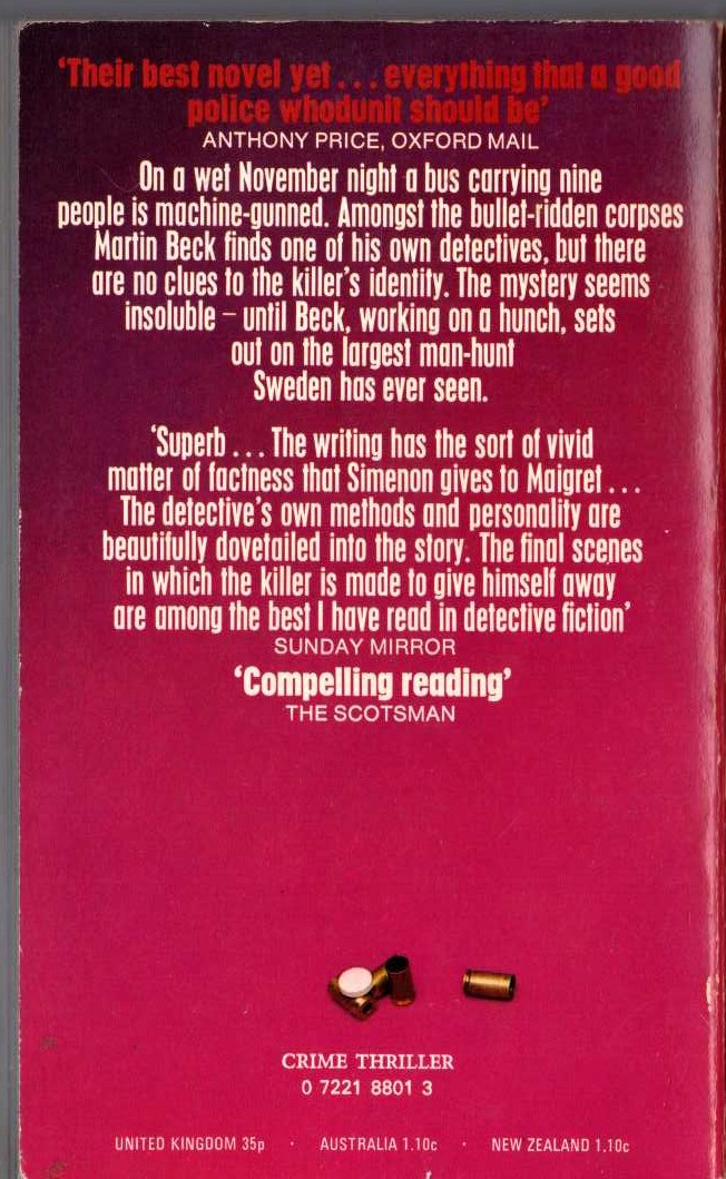 Peter Wahloo  THE LAUGHING POLICEMAN magnified rear book cover image