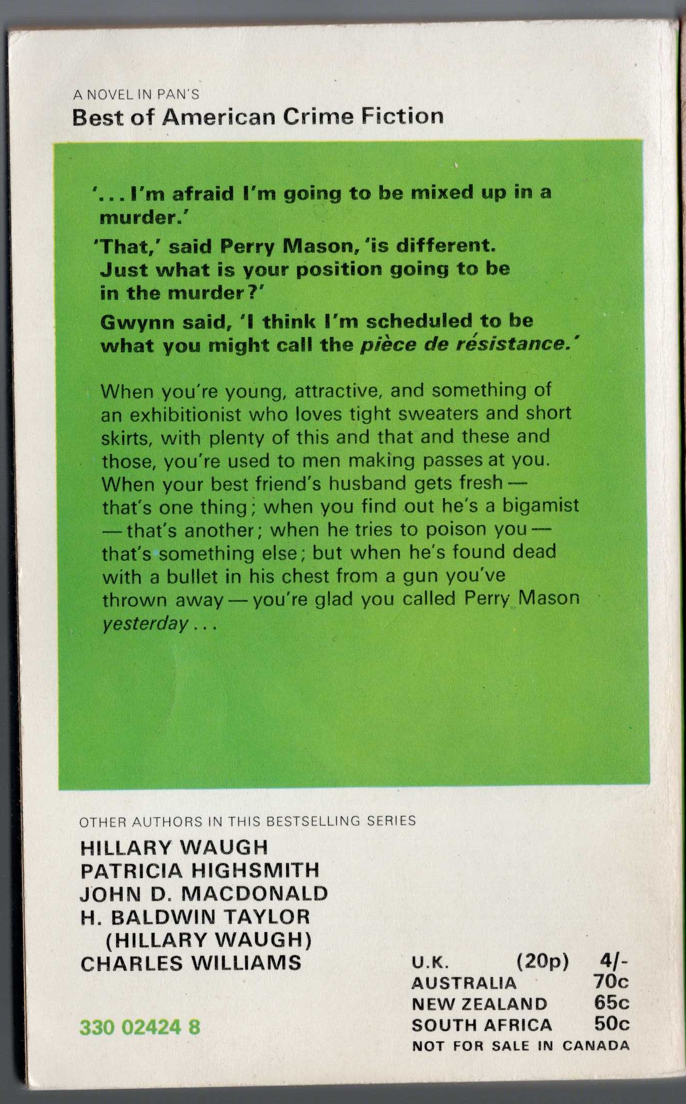 Erle Stanley Gardner  THE CASE OF THE BIGAMOUSE SPOUSE magnified rear book cover image
