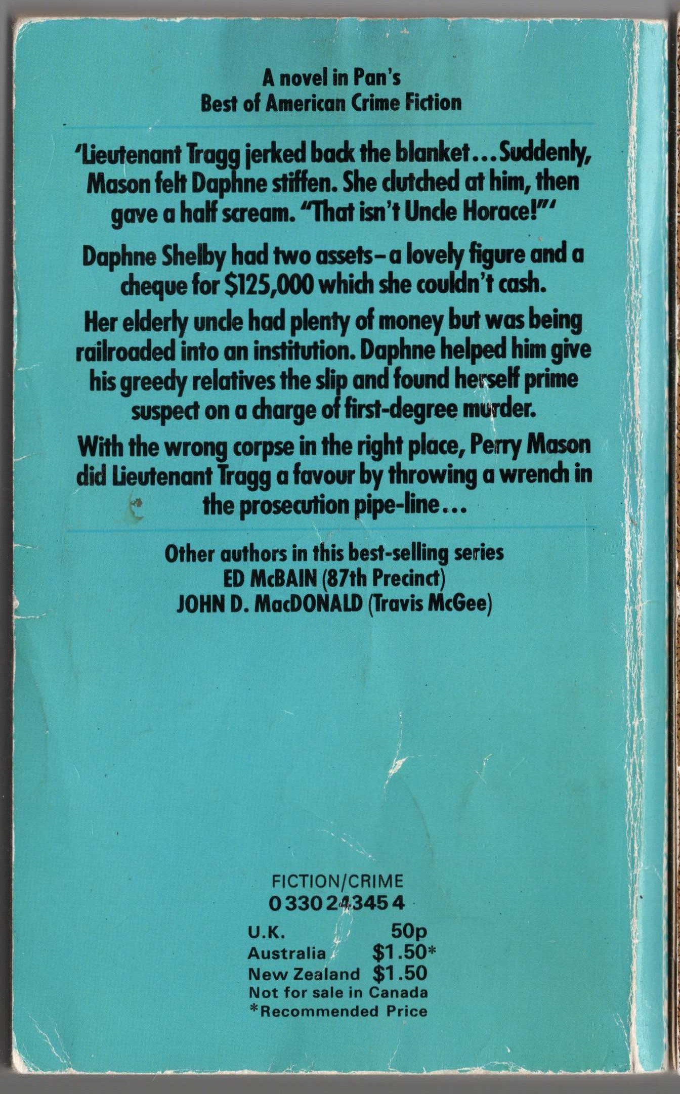 Erle Stanley Gardner  THE CASE OF THE BEAUTIFUL BEGGAR magnified rear book cover image