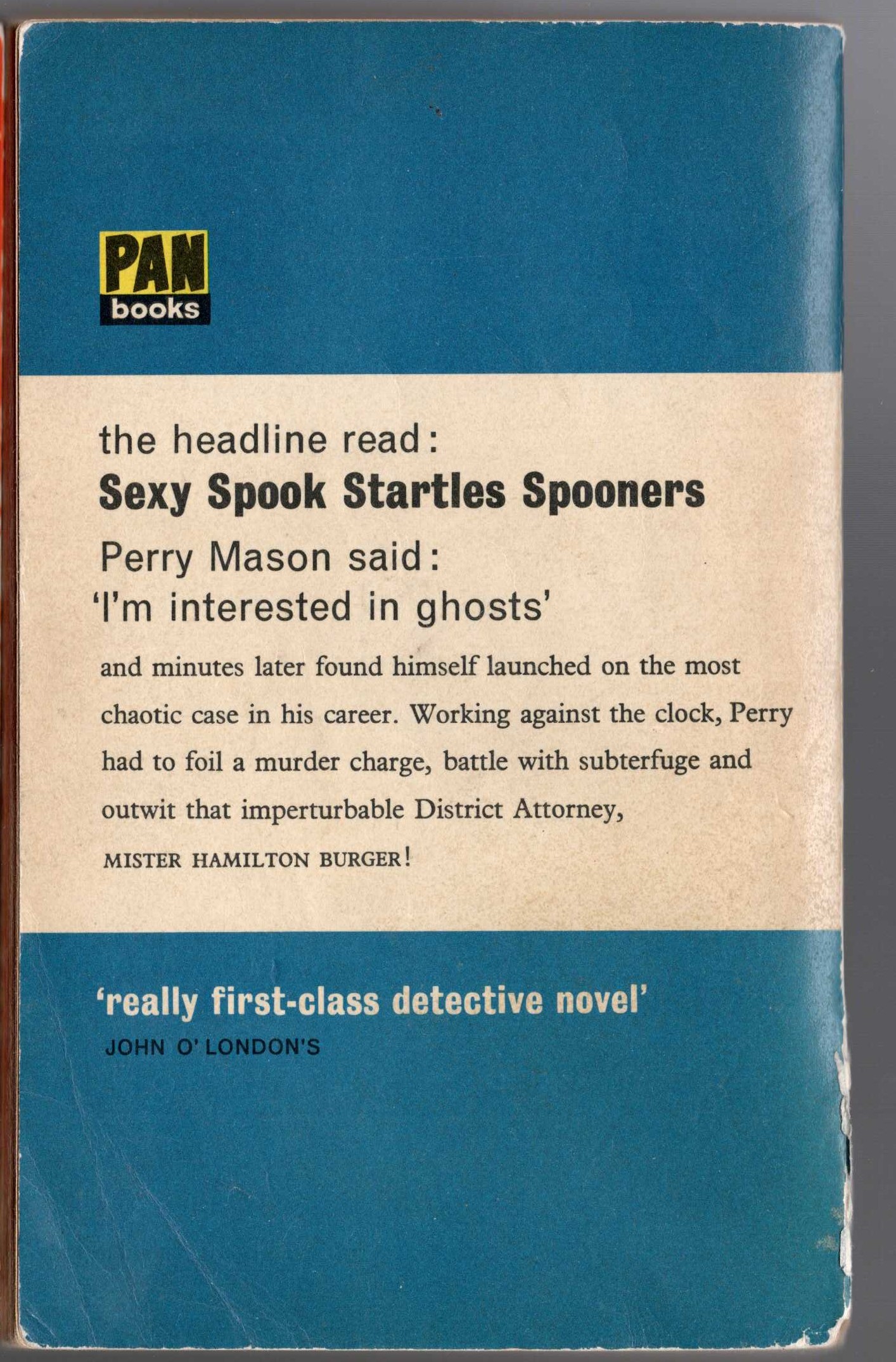 Erle Stanley Gardner  THE CASE OF THE GLAMOROUS GHOST magnified rear book cover image