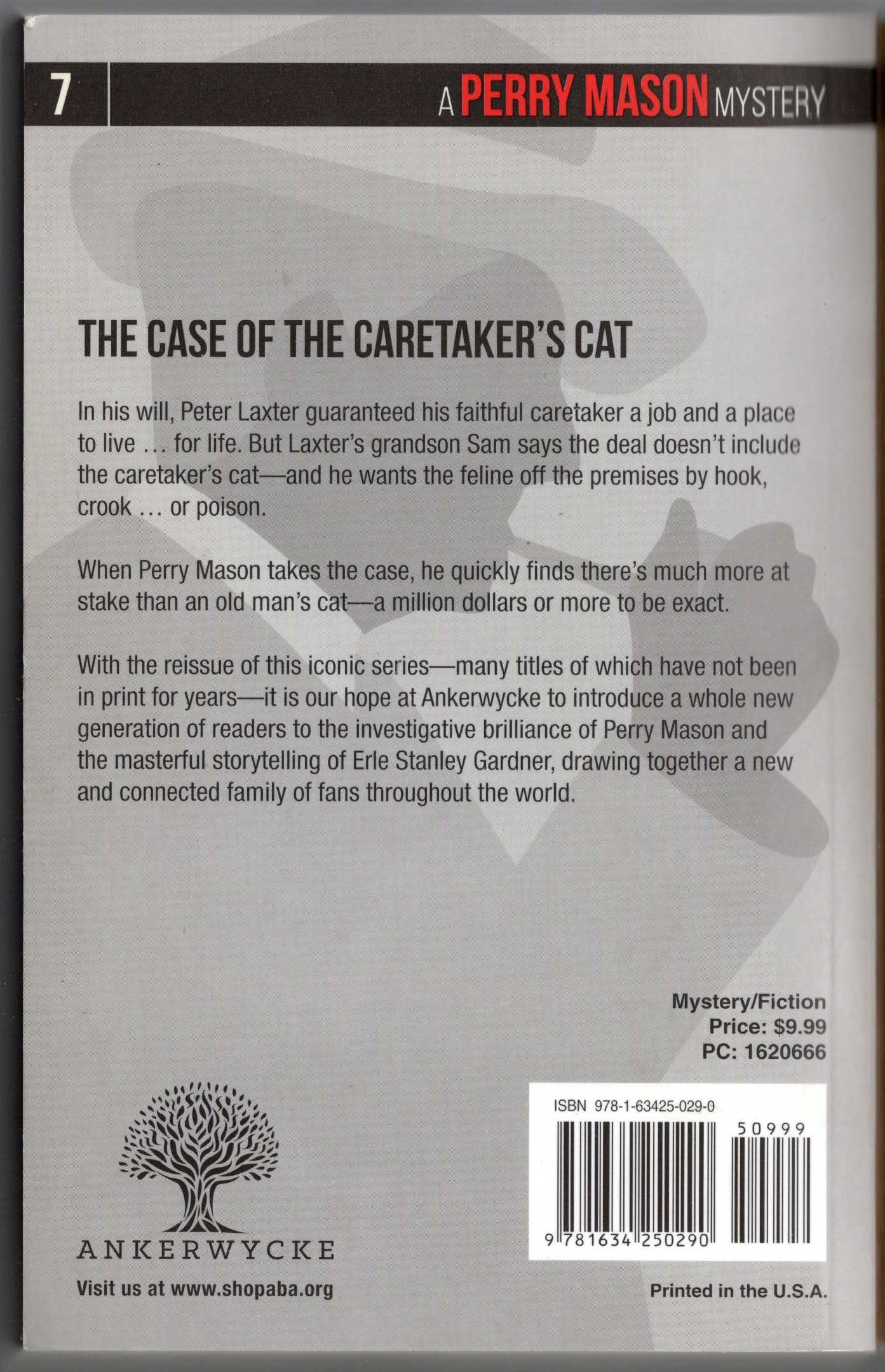 Erle Stanley Gardner  THE CASE OF THE CARETAKER'S CAT magnified rear book cover image