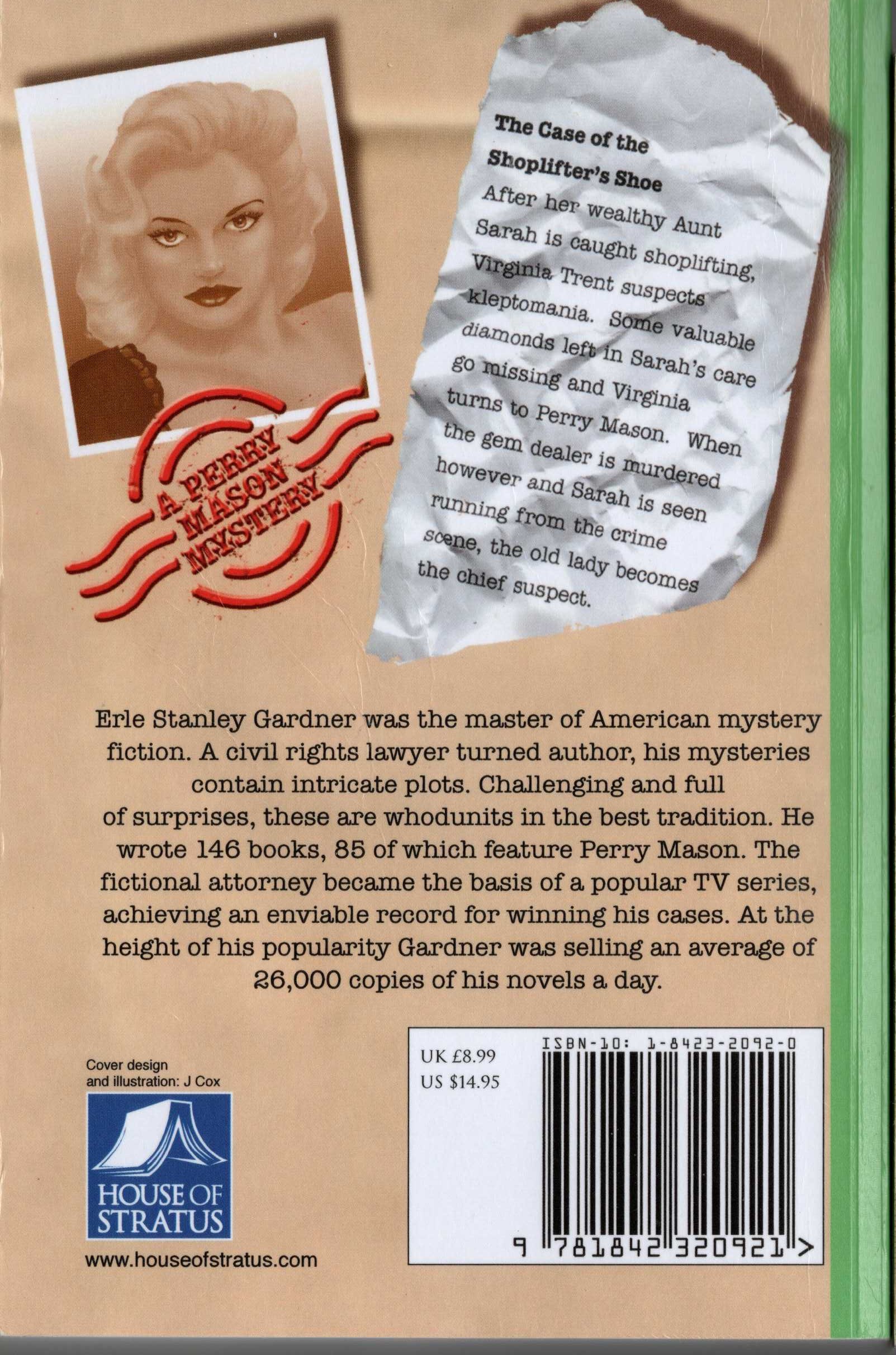 Erle Stanley Gardner  THE CASE OF THE SHOPLIFTER'S SHOE magnified rear book cover image