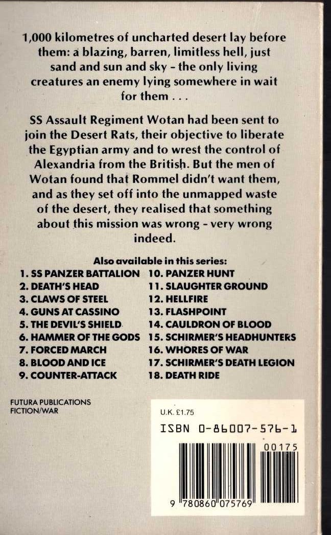 Leo Kessler  THE SAND PANTHERS magnified rear book cover image