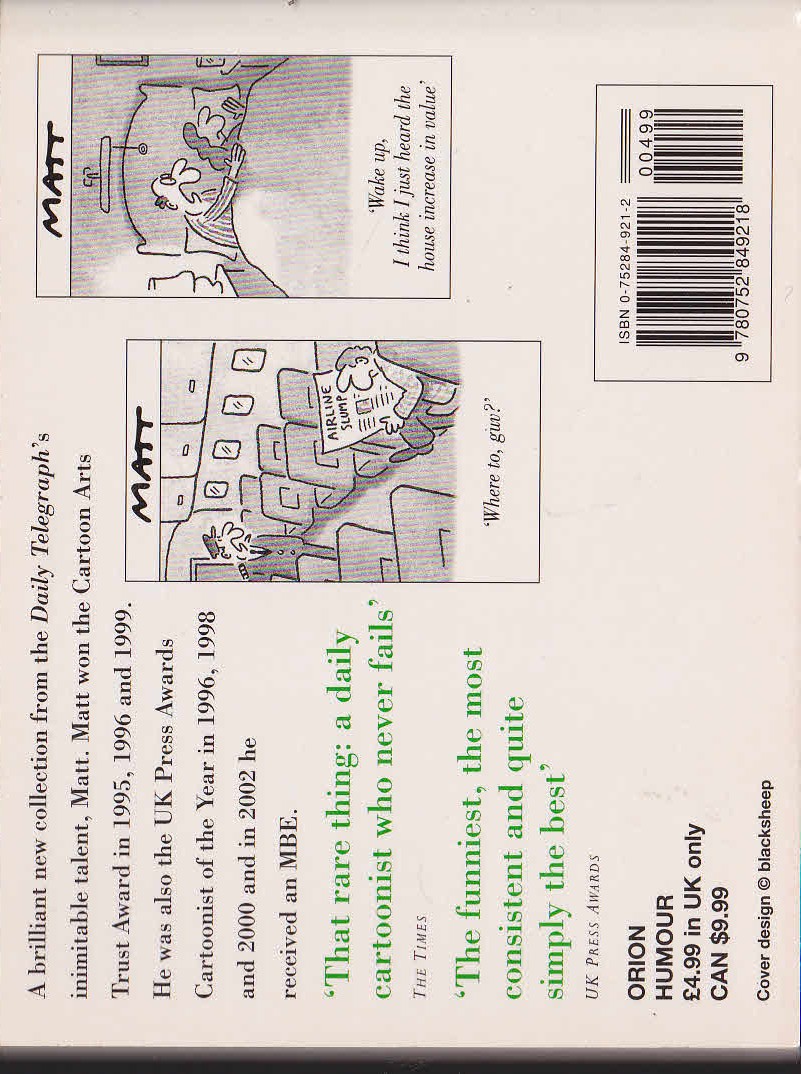 Matthew Pritchett  THE DAILY TELEGRAPH. THE BEST OF MATT 2002 magnified rear book cover image