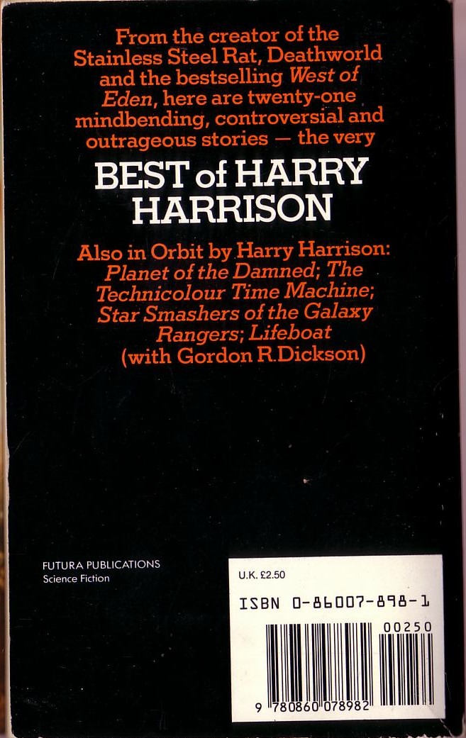 Harry Harrison  THE BEST OF HARRY HARRISON magnified rear book cover image