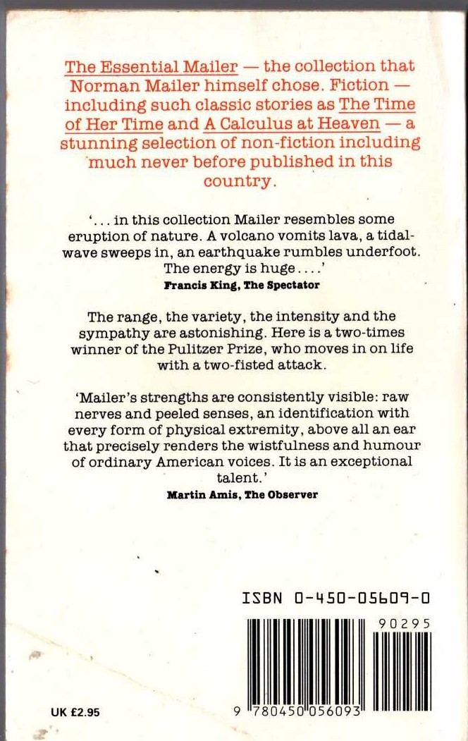 Norman Mailer  THE ESSENTIAL MAILER magnified rear book cover image