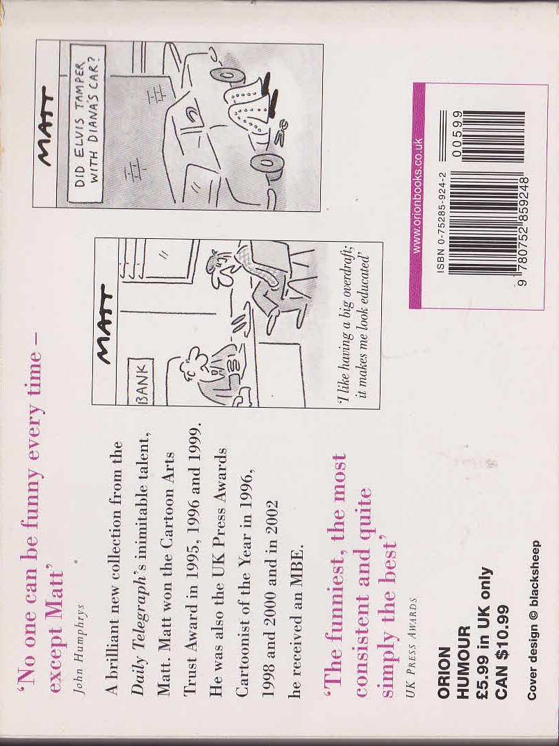 Matthew Pritchett  THE DAILY TELEGRAPH. THE BEST OF MATT 2004 magnified rear book cover image