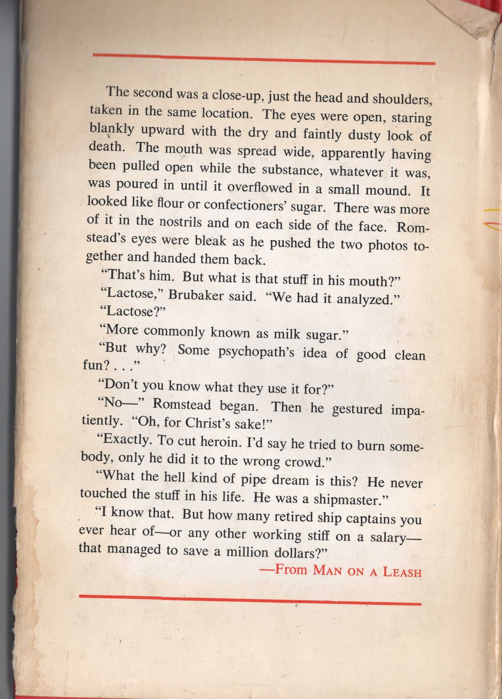 MAN ON A LEASH magnified rear book cover image