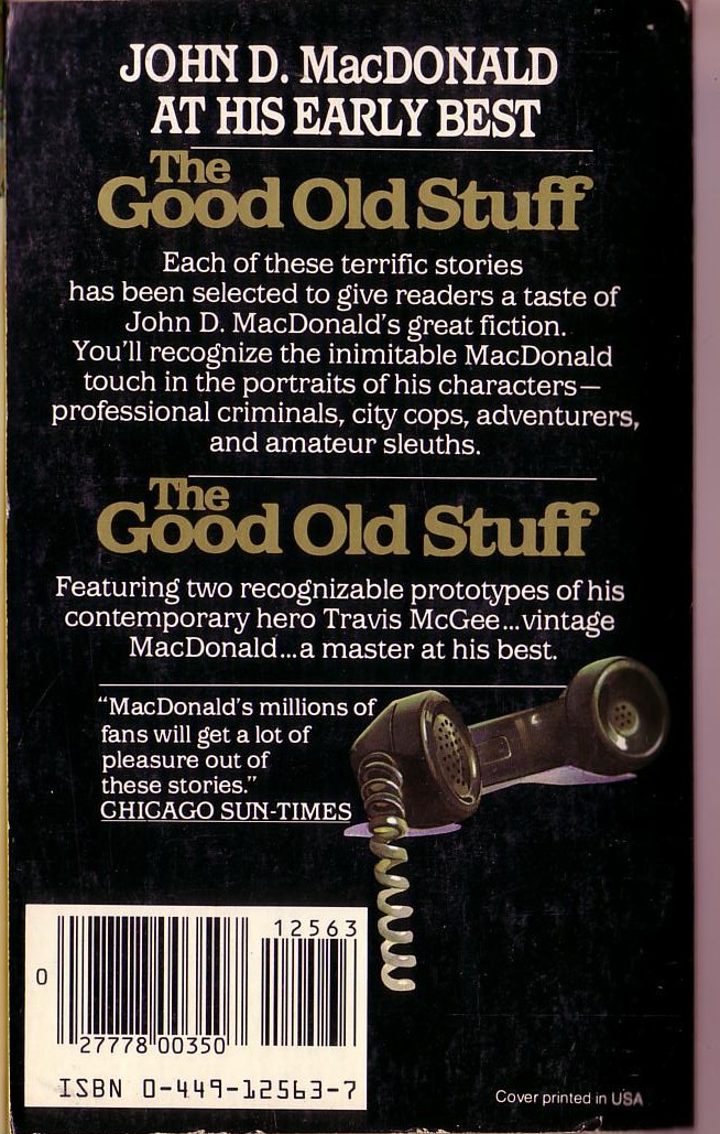 John D. MacDonald  THE GOOD OLD STUFF (13 stories) magnified rear book cover image
