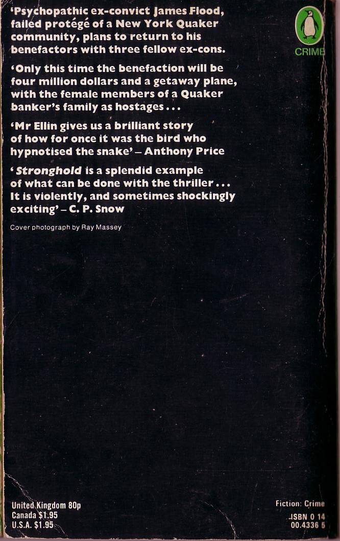 Stanley Ellin  STRONGHOLD magnified rear book cover image