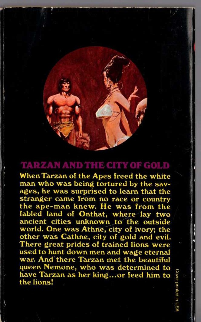 Edgar Rice Burroughs  TARZAN AND THE CITY OF GOLD magnified rear book cover image