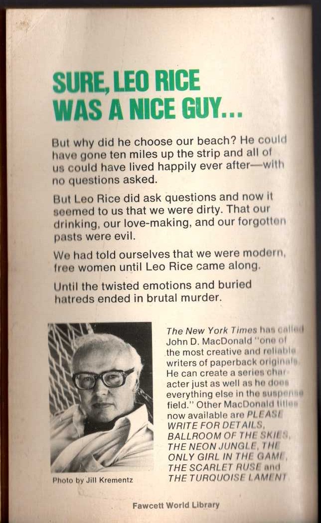 John D. MacDonald  THE BEACH GIRLS magnified rear book cover image